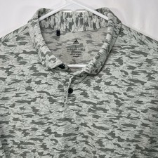 Adidas Golf Polo Shirt Mens Size Large Green Camouflage Button Down Collar SS
