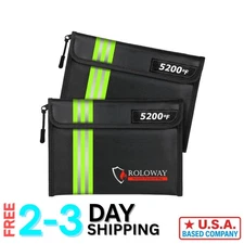 Fireproof Document & Cash Bag 9.6x6.6 with Reflective Strip - 5200°F Protection