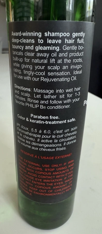 Philip B Shampoo 7.4 Oz Peppermint & Avocado Scalp Invigorator Root Booster NEW - Image 4 of 4
