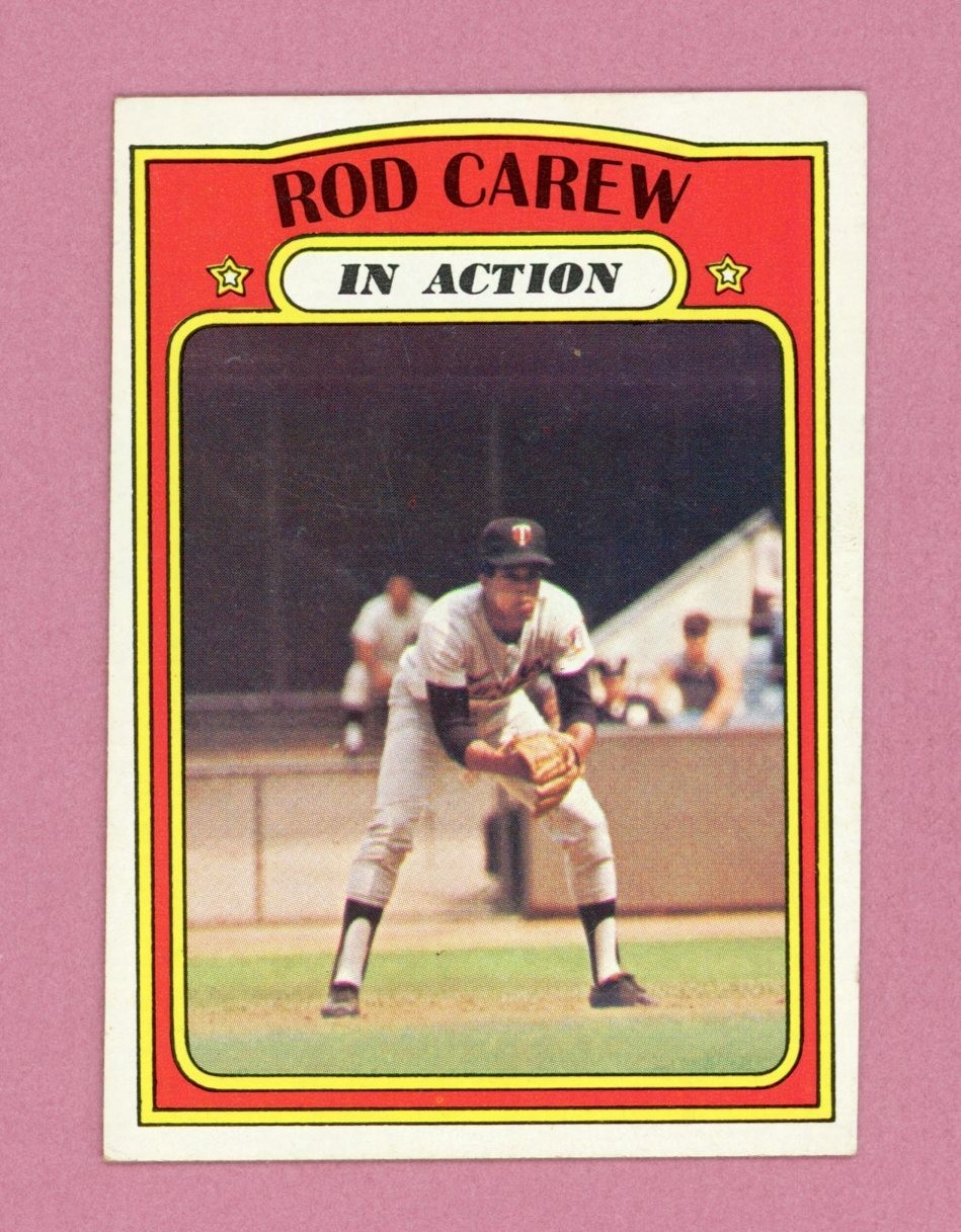 1972 Topps #696 Rod Carew In Action Minnesota Twins Baseball Card EX+ dia shp