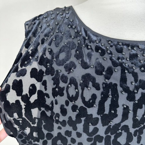 NEW Cache Blouse Size Small Leopard Animal Print Burnout Sleeveless Beaded Shirt - Picture 5 of 11
