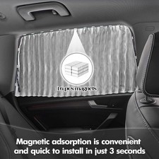 Parasole Auto 2 Pezzi Tendine Magnetiche Blocco Raggi Uv Argento - Miniatura 2