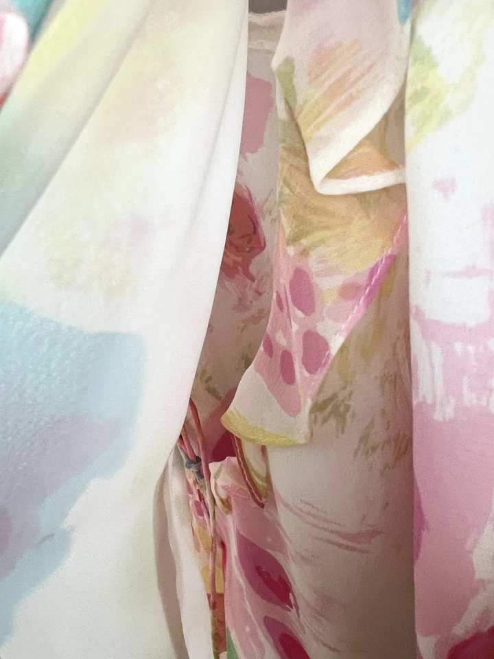 DANA BUCHMAN FLORAL SEDA 2 PIEZAS CONJUNTO Falda Envolvente Camisa Hada 6 8 Nuevo Y2K De Colección Foto 3 de 4