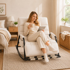 Modern Glider Rocking Chair, Upholstered Lounge Chair with Adjustable Recline &