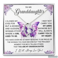 To My Granddaughter Necklace - Holiday Gift from Grandpa & Grandma, Xmas Jewelry