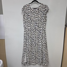 LOFT Dress Womens 12 Multicolor Leopard Print Short Flutter Sleeve Long Lined