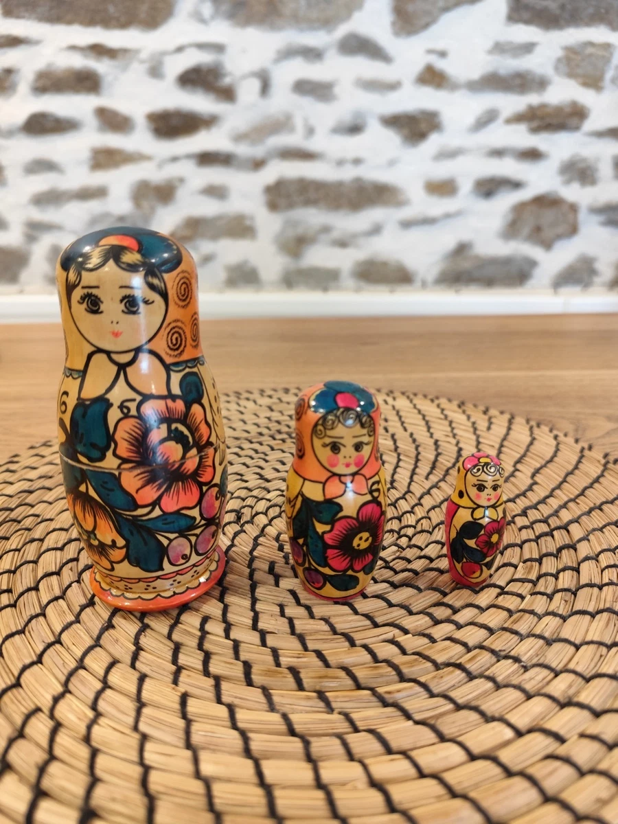 3 Poupées Russes Matriochka Vintage – Bois – Made In USSR 1967 – Peintes à La Main