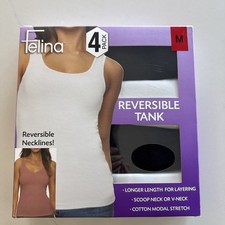 4pk Felina Size MEDIUM Cotton Modal Reversible Layering Tank Tops Stretch