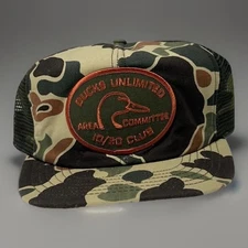 Vintage Ducks Unlimited Patch Camouflage Snapback Trucker Hat Cap Youngan