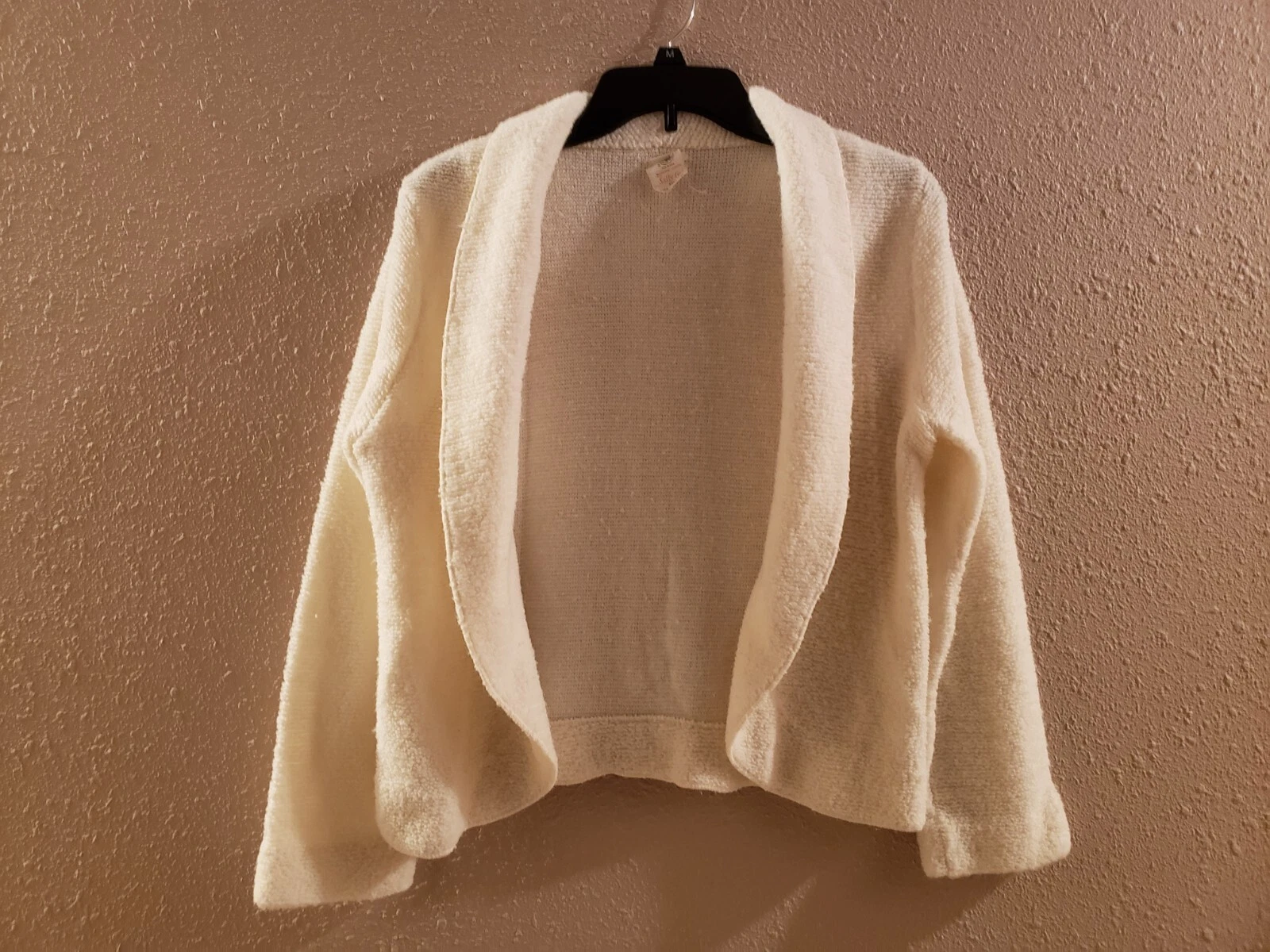 OFF WHITE CARDIGAN VINTAGE ANNI 50 SALLY GEE UNION MADE MANICA LUNGA POLIESTERE OFF WHITE MEDIUM