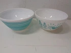 Vintage Charm Rise N Shine & Stripes Bowl Inspired By Pyrex Turquoise Lot of 2