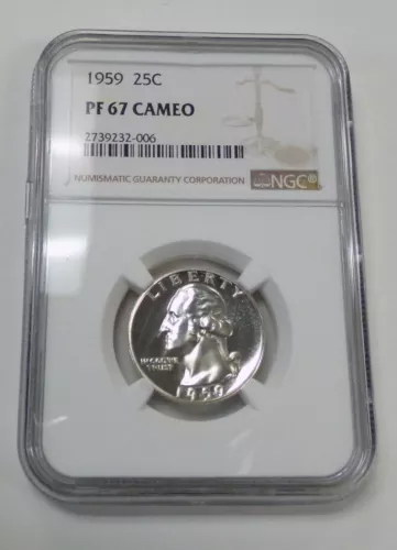 1959 Washington Silver Quarter NGC certified PF 67 CAMEO