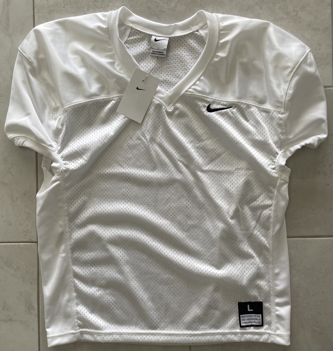 NWT MEN’S NIKE STOCK VAPOR PRO VENTED PRACTICE FOOTBALL JERSEY WHITE SIZE L