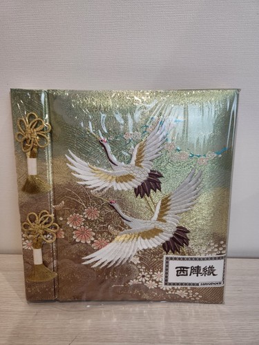 Álbum de fotos de tela Nishijin seda bordado grúa Kokuyo diseño pareja - Imagen 3 de 21