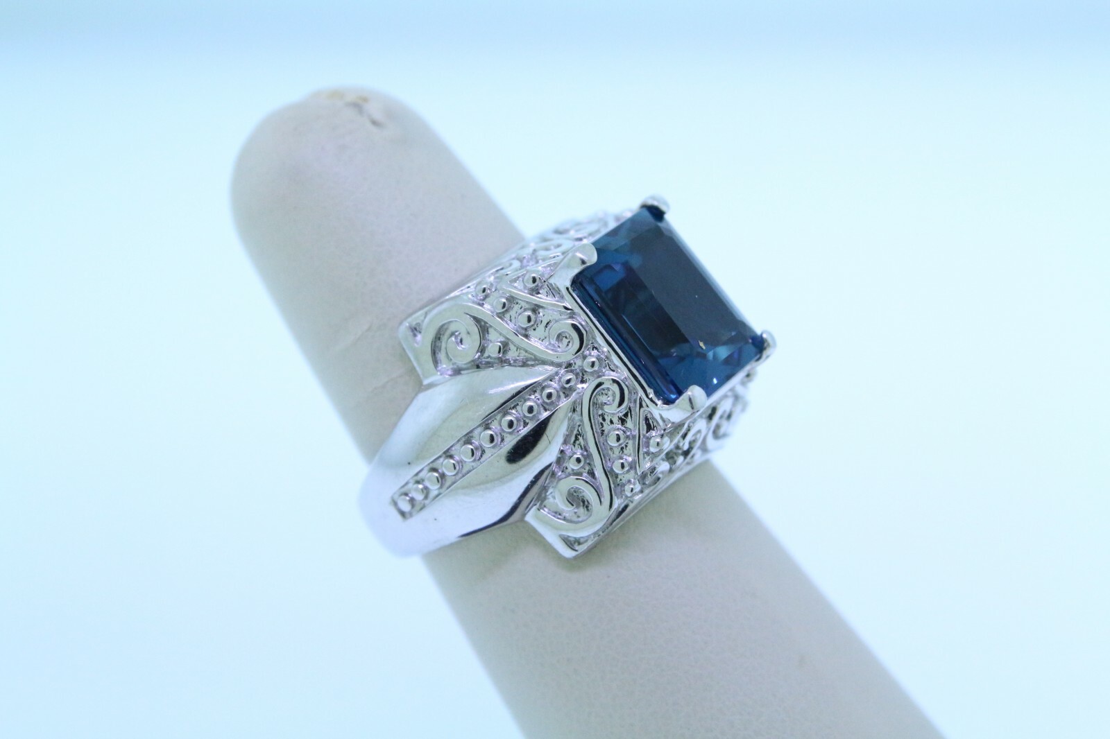 Sterling Silver Blue Topaz Statement Cocktail Ring - image 3