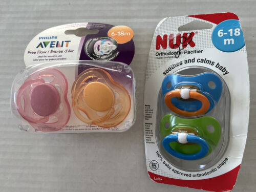 orthodontic pacifier nuk/avent 6-18m 4 Pacifiers Bundle Soothes And Calms Baby - Picture 1 of 3