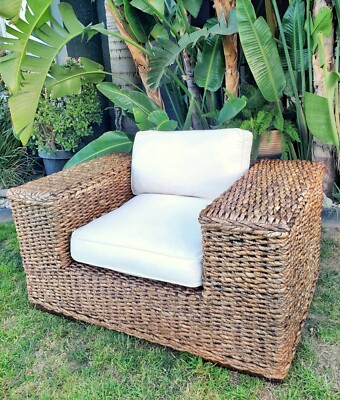Pottery Barn seagrass wicker club chair