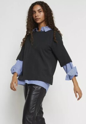 MY ESSENTIAL WARDROBE MWVala Blouse / Black with Gold Accent Size UK 8 (36)