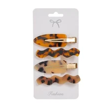 4PCS Acetate Leopard Color Hair Barrettes Lovely Duck Bill Hair Clips for Pri...
