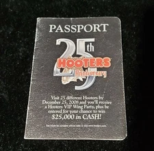 Vintage 2008 Hooter's 25th Anniversary Passport Booklet RARE HTF