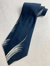 Vintage Necktie 1970's Swing Wide Neck Tie Blue Abstract Art Deco Jacquard