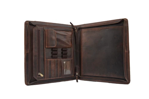 Buffalo Leather Portfolio Padfolio A4 File Folder Executive Organizer Case Bag