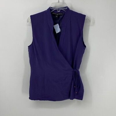 JOSEPHINE CHAUS Preowned Womens Purple Side Tie Silk Tank Top Size 10 EUC