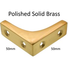 Polished Solid Brass Corner Bracket 50mm Chest Box Trunk Furniture Right Angle