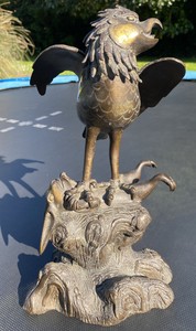 A large Part Gilt Bronze 17th early Qing dynasty Chinese bronze incense burner