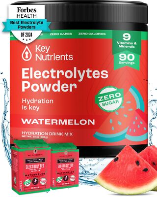 90 Servings Watermelon Electrolyte Powder Sugar Free Hydration Supplement