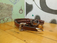 Brown Braided Leather Heart Concho Belt Size M