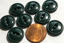 8 Vintage Glossy Cat Eye Dark Green Plastic Buttons Almost 5/8" 15.3mm NOS 12268