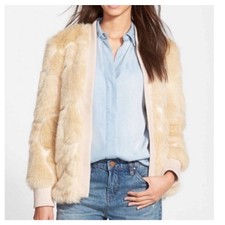 Leith Faux Fur Winter Jacket Coat Beige Cream Size Xs/s Mob Wives