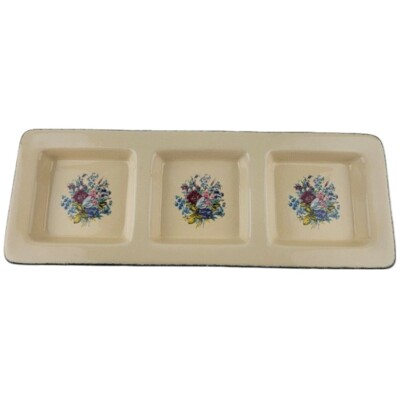 Home Garden Party Serving Tray Stoneware Collection Floral Print 3 Section