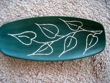 VNTG 60's Mid-Century Modern Green Dish Embossed With Leaves ~Marked~REDUCED