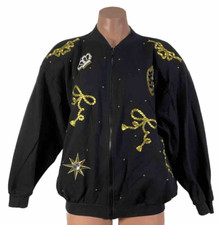Vintage 80s Cache Statement Studded Bomber Embroidered Bows Rhinestones Jacket 2