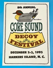VINTAGE DUCK DECOY CORE SOUND DECOY CARVERS FESTIVAL 1995 HARKERS ISLAND POSTER