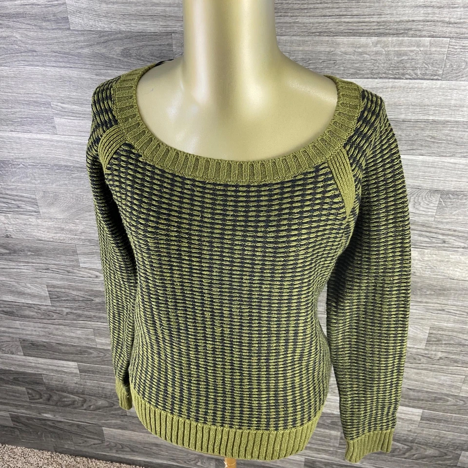 KENSIE Round Neck Pullover Green/Black Knit Sweater Women's Size Small - Image 3 of 4