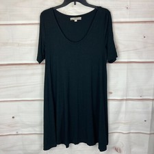 LOFT Dress Womens S Black Short Sleeve Scoop Neck T-Shirt Jersey Knit Solid