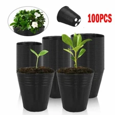 100Pcs Plastic Plant Flower Pot Nursery Seedlings Pot Container 2.6"/3.0"/3.5''