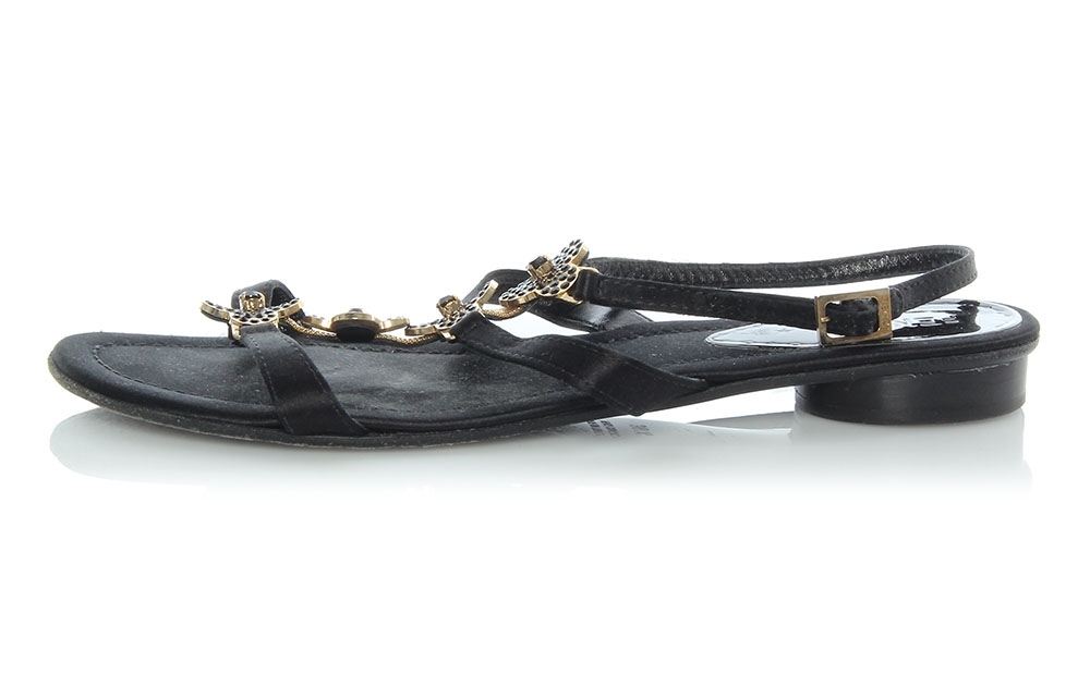 FENDI Black Flower Sandals, Size 38.5 8.5 Shoes | eBay