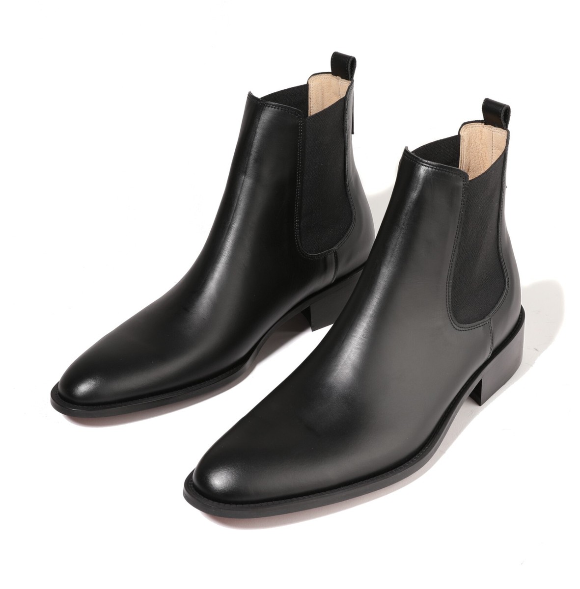 靴 Firenze atelier boots Firenze Atelier Men's Handmade Matte Black Cow Leather Chelsea