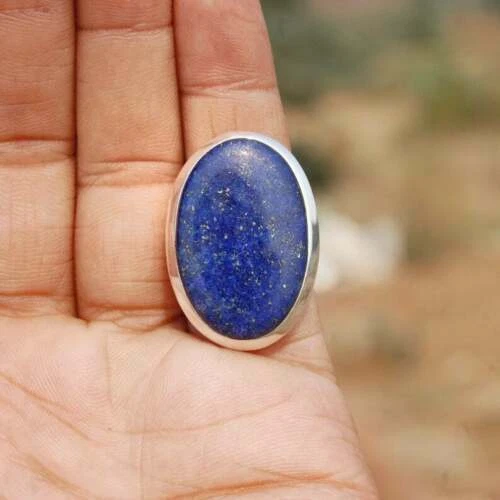 Blu Lapislazzuli Gemma 925 Argento Sterling Handmade Anello Tutte le Taglie - Immagine 2 di 3