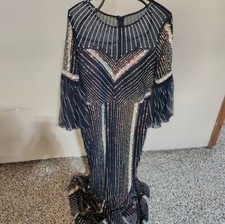 Bee Queen by Reseda Embellished Flare Slv Lined Sz 12/XL/44 Event Dress Costume