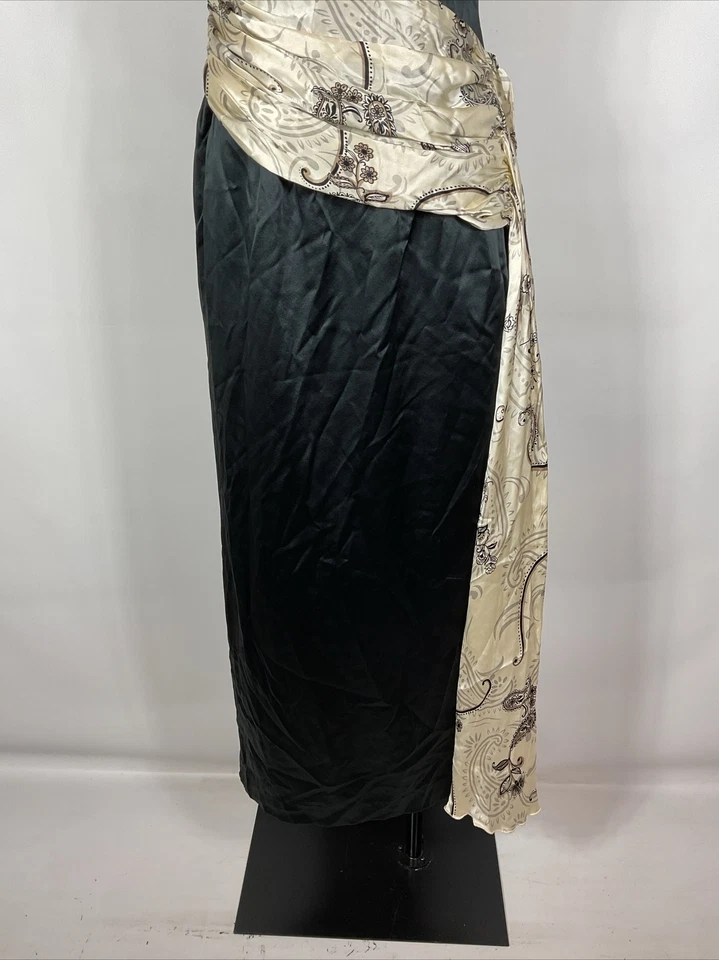 Vintage Mike Benet Prom Formal Dress Black Satin Draped Ruched 90s y2k - Image 4 of 4