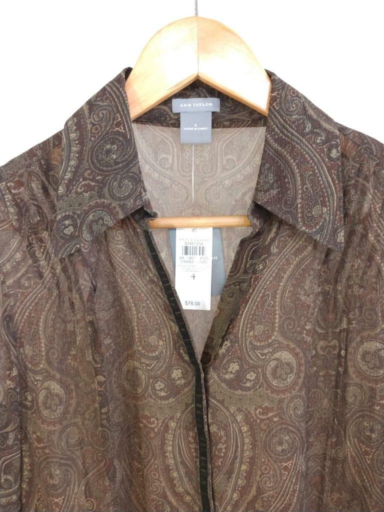 Chemise Femme Ann Taylor Soie Imprimée Cachemire - Taille 4 Marron - Occasion Excellent état