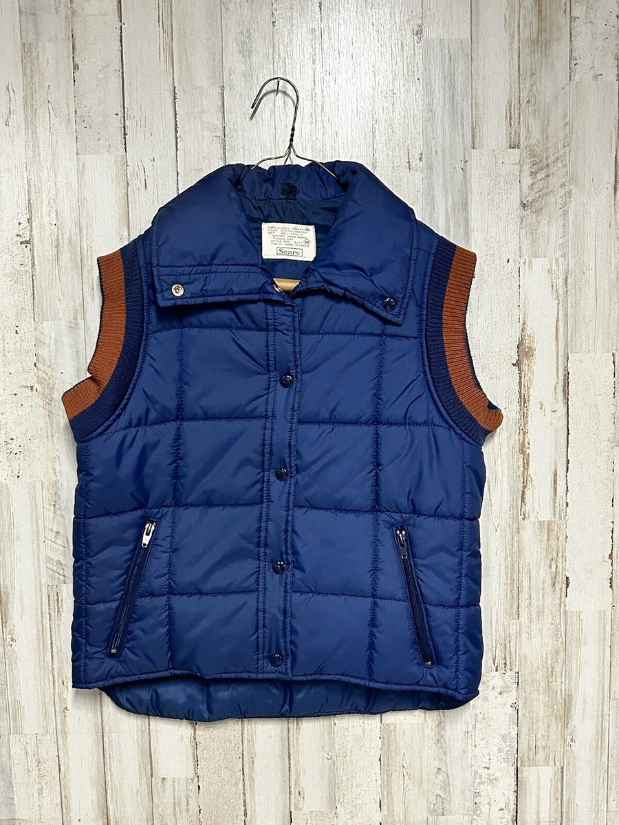 Sears Vintage Women's Navy Blue Quilted Insulated Vest Size M