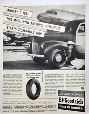 1943 BF Goodrich Tire American Airlines La Guardia Field NY Print Ad Art Deco
