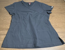 Ecko Red Womens M Gray Scrub Top V-Neck Pockets Nurse Medical Uniform Stretch