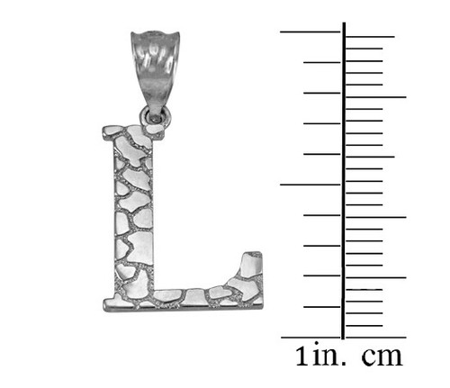 Sterling Silver Nugget Initial Pendant Necklace - Picture 48 of 78